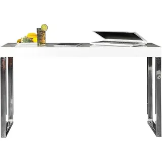 Design Konsole White Desk 120cm weiß Hochglanz Bürotisch Computertisch Flurtisch Tischplatte inkl. Gestell Konsolentisch Ablagetisch Ablage - Weiß