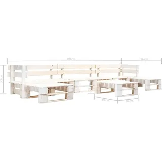 vidaXL 6-tlg. Paletten-Lounge-Set Holz Weiß - Weiß