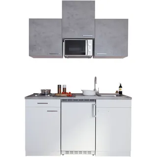 Respekta Küchenzeile 150 cm Grau/Weiß