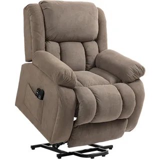 Homcom Fernsehsessel mit Aufstehhilfe, Relaxsessel mit Liege-, Massagefunktion, Braun , Textil , Füllung: Schaumstoff,Taschenfederkern , 104x100x93 cm , Wohnzimmer, Sessel, Fernsehsessel