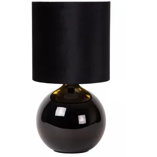 Tischlampe Stoff Schirm Glas Schwarz Gold Büro 46,5 cm E14 Nachttisch Leuchte
