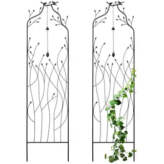 Relaxdays 2xRANKGITTER , Schwarz , Metall , Vintage , 45x170x4 cm , Dekoration, Gartendeko