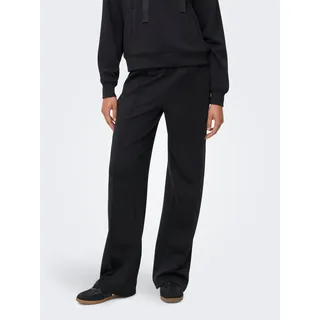 Schlupfhose ONLY "ONLALINA LIFE LEO STRING PANT SWT", Damen, Gr. M (38), N-Gr, schwarz detail:leo sateen string, Milano Rib, Obermaterial: 93% Polyester, 7% Elasthan, unifarben mit Farbeinsatz, regular fit knöchellang, Hosen Schlupfhose, Sommerhose