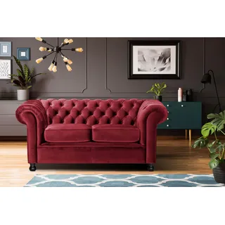 Home affaire Chesterfield-Sofa »Chesterfield Home 2-Sitzer«, mit edler Knopfheftung und typischen Armlehnen, rot