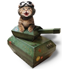 Suck UK Tank Katzenhaus aus Pappe, Kätzchenspielzeug und Katzenbett, interaktives Katzenspielzeug für Katzen, originelles Katzenzubehör und Katzengeschenke, Katzenspielzeug für drinnen oder draußen