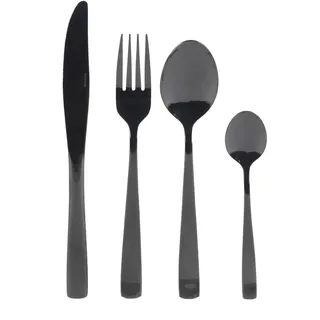 SALTER BW05463 Regal 16-teiliges Besteckset 4 Personen - essbesteck Set 4 Tischaufstellungen, schwarz beschichtete Edelstahl Spiegeloberfläche, Handwäsche, glatter Rand, für Familie Party Restaurant