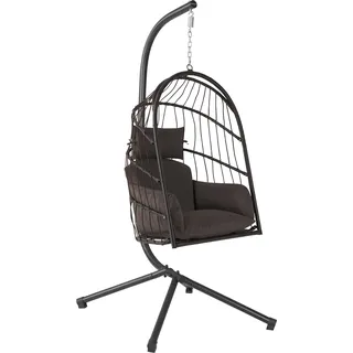 HinHocker Hängesessel mit Gestell, Braun, Hängeschaukel für Indoor und Outdoor, Schaukelstuhl - Braun