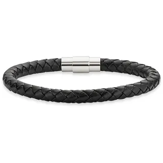 Bruno Banani "Schmuck Geschenk Armband Leder", schwarz, edelstahlfarben),