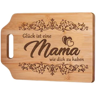Graviertes Schneidebrett aus Bambus – Personalisiertes Geschenk für Mama zum Muttertag, Dankeschön-Geschenk mit Gravur für Geburtstag, Küchenhelfer für die beste Mutter – 22x31 cm