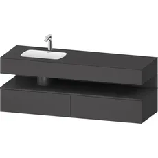 Duravit Qatego Einbauwaschtisch mit Konsolenwaschtischunterbau, 1600x550x600mm, Nische Graphit Matt, Becken links, QA4795049, Farbe: Graphit matt