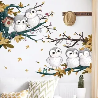 HGDESIGN® Wandtattoo Wandaufkleber 5 Eule auf Ast Wandsticker Kinderzimmer Babyzimmer Baby Kinder Mädchen Junge Wohnzimmer Schlafzimmer