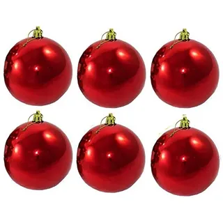 6 x Weihnachtskugeln aus Kunststoff (6 Stück rot (glänzend) Ø 15 cm) | Für den Innen- und Außenbereich – Wetterfest – Bruchsicher Outdoor Christbaumkugeln Weihnachtsbaumkugeln Baumkugeln