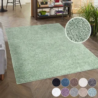 Carpet City Shaggy", grün, B:80cm H:30mm L:150cm, Polypropylen, Teppiche, Auch als Läufer, Langflor, Uni, Shaggy, flauschig-weich