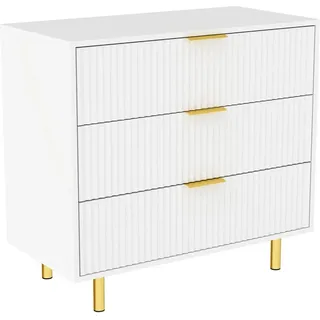 okwish Kommode mit 3 Schubladen Wohnzimmer 80x72x40cm Weiß