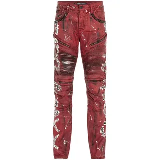 Slim-fit-Jeans CIPO & BAXX "Cipo & Baxx Jeans DENIM", Herren, Gr. W31/L34, Länge 34, rot, Obermaterial: 99% Baumwolle CO. 1% Elasthan EL., slim fit, Jeans Slim-fit-Jeans, Röhrenjeans mit Farbbeschichtung, CD608