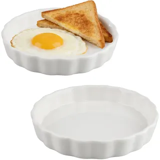 suaywo 2 Stück Quicheform Keramik 6 Zoll Tarteform Rund Mit Antihaftbeschichtung 14.4 cm Tarteform Keramik Obstkuchenform für die Zubereitung von Muffins, Pfannkuchen, Nudeln und Pizza (weiß)