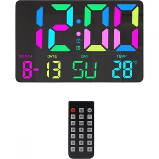 INF Digitaluhr mit RGB-LED-Anzeige Schwarz - Schwarz