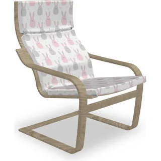ABAKUHAUS Hase Poäng Sessel Polster, Fluffy Baby-Kaninchen-Karikatur, Sitzkissen mit Stuhlkissen mit Hakenschlaufe und Reißverschluss, Baby-Rosa und Hellgrau - Weiß