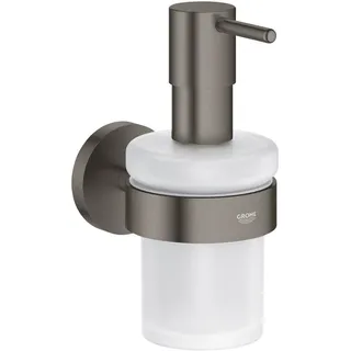 GROHE Start, klebbarer Seifenspender für das Bad, ohne Bohren (Füllmenge: 160ml, mit Halter, verdeckte Befestigung, inkl. Schrauben und Dübel, Kleber separat kaufen) hard graphite, anthrazit, 41195AL0