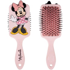 Minnie Maus Haarbürste, Rosa, aus ABS-Kunststoff, langlebig und robust, entworfen in der Form von Minnie, Originalprodukt, entworfen in Spanien