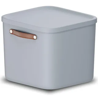 Rotho Maloja Aufbewahrungsbox mit Deckel 40 L stapelbar mit Griff Blau | Aufbewahrungsboxen zur Ordnung im Bad und Kinderzimmer, sicher verschließbar, stabil, pflegeleicht, modular kombinierbar