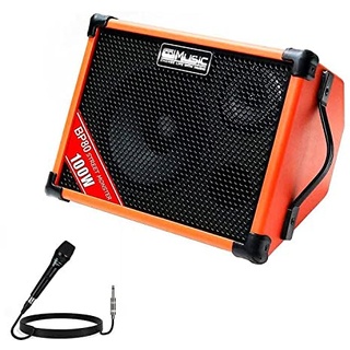 Coolmusic BP80 Batteriebetriebener Akustikgitarren-Verstärker, tragbarer Bluetooth-Lautsprecher, Straßenmusik-Verstärker,100 W, 6 Eingänge, 3-Band-EQ