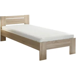 SchlafKONTOR Futonbett 90 x 200 cm - Minimalistisches Jugendzimmer Bett in Eiche Sonoma Optik - 95 x 71 x 204 cm (B/H/T)