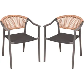 Garden Pleasure NOVARA Gartenstuhl 57 x 57 x 84 cm braun/grau 2 St.