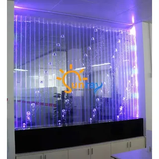 Moderne Trennwand Wasser Wände LED Wasserwand Beleuchtete Wand Säulen 200x200cm - Transparent