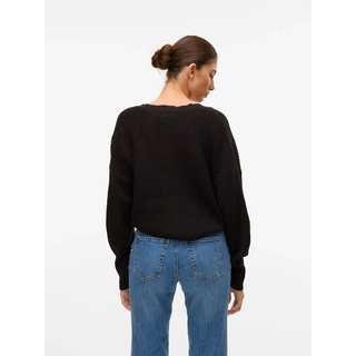 Strickjacke VERO MODA "VMLEA LS V-NECK CUFF CARDIGAN NOOS", Damen, Gr. XL, schwarz, Strick, Obermaterial: 100% Polyacryl, unifarben, regular fit normal, V-Ausschnitt, Rippbündchen, Strickjacken Strickjacke, Rippstrick, Topseller