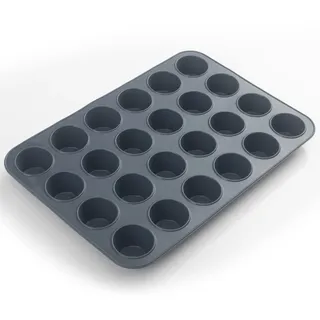 SUPER KITCHEN Mini Muffinform aus Silikon für 24 Muffins, Antihaft Muffinblech Antihaftbeschichtet Backblech Backform für Mini Cupcakes, Brownies, Kuchen, Pudding, 34 x 23 x 2,5 cm (Grau)