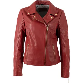 Lederjacke MAURITIUS "MWFylli", Damen, Gr. M, lipstick rot, Obermaterial: 100% Schafsleder. Futter: 100% Baumwolle. Ärmelfutter: 100% Polyester, unifarben, regular fit hüftlang, Jacken Lederjacke, mit Reverskragen, Topseller
