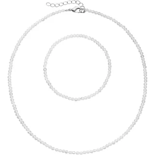 FIRETTI Ketten und Armband Set "Multipack Schmuck Geschenk Armkette Halskette", Set, 2 Stk. tlg.) facettierte Edelsteine, silberfarben, kristallweiß, kristallweiß),