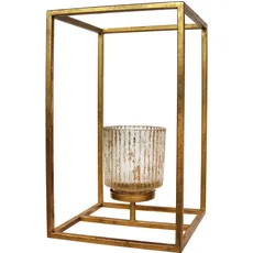 Creativ deco Teelichthalter »Weihnachtsdeko«, (1 St.), Glas mit Reliefstruktur, goldfarben
