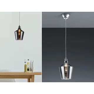 Pendelleuchte CALAIS mit Rauchglas Lampenschirm Ø 20cm, einflammig - Schwarz