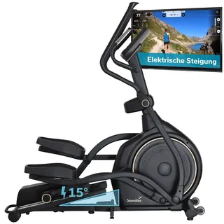 Skandika Crosstrainer Carbon P30-S | Ellipsentrainer für zuhause, mit Steigung, bis 150 kg, 32 Widerstandsstufen, Bluetooth, App kompatibel | Fitnessgerät, Trainingsgerät für Ausdauertraining