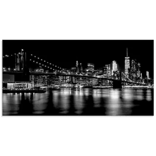 Artland Glasbild »Manhattan Skyline & Brroklyn Bridge I«, Amerika, (1 St.), in verschiedenen Größen, schwarz