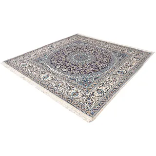 morgenland Orientteppich »Perser - Nain quadratisch - 200 x 200 cm - dunkelblau«, quadratisch, 10 mm Höhe, Wohnzimmer, Handgeknüpft, Einzelstück mit Zertifikat morgenland Dunkelblau B: 200 cm   1 St.