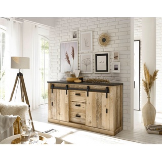 Home Affaire Sideboard »SHERWOOD«, Holz Dekor, mit Scheunentorbeschlag und Apothekergriffen, Breite 161cm, braun