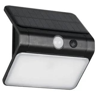Reality Leuchten LED Solar Außen Wandleuchte Olinda R23156102, Kunststoff Schwarz, inkl. 2.5 Watt LED, Bewegungssensor, Dämmerungssensor, Orientierungslicht