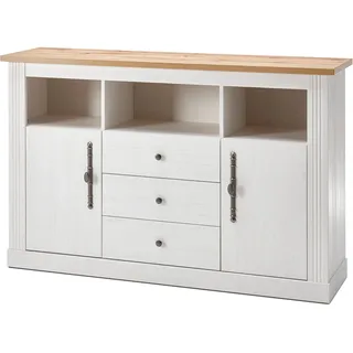 OTTO home Sideboard "Westminster, Kommode im Landhausstil, Schrank, Stauraumelement" Metallgriffe, ausreichend Stauraum, in 2 Farben erhältlich, pinie weiß, wotan eiche