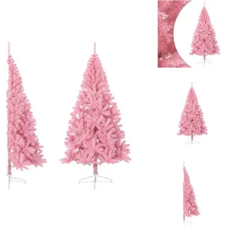 vidaXL Künstlicher Halb-Weihnachtsbaum mit Ständer Rosa 240 cm PVC - Weihnachtsbäume - Rosa