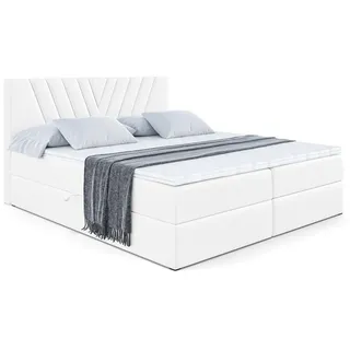 altdecor Boxbett, Weiß Hochglanz, Holzwerkstoff, Höhe ca. 20 cm 120x200 cm, Schlafzimmer, Betten, Boxspringbetten