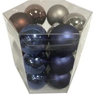 Christbaumkugeln Lafiora Glas Ø 3 cm 18-teilig braun/blau/silber