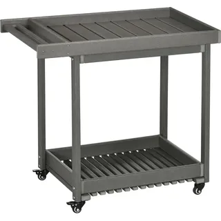 Servierwagen Barbecue Trolley Mit Handtuchhalter, Garten Rollwagen Mit 2 Regalen, Outdoor Multifunktionstisch, 87X50X80Cm