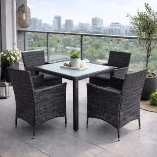 Polyrattan Sitzgruppe Gartenmöbel Set Rattan Gartenset Essgruppe Anthrazit Grau - Schwarz