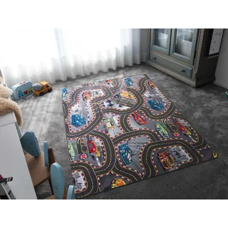 Kinderteppich "Spielteppich CARS", bunt, B:95cm H:6,5mm L:133cm, Polyamid, PRIMAFLOR-IDEEN IN TEXTIL, Teppiche, Kinderteppich, Kurzflor, Straßen-Spiel-Teppich, Motiv Autos, Kinderzimmer