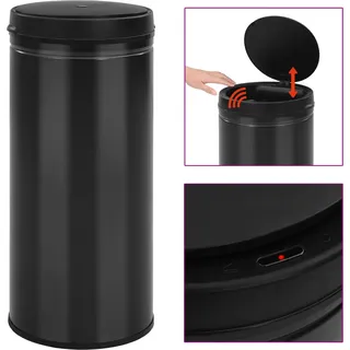 Automatischer Sensor-Mülleimer 80 L Kohlenstoffstahl Schwarz - Schwarz