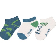 Sterntaler Baby Jungen Baby Socken Sneaker-Söckchen 3er Pack Planet - Socken Baby, Babysöckchen - aus Baumwolle - mittelblau, 18