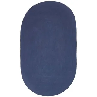Homescapes Teppich geflochten oval 60/90 cm , Dunkelblau , Textil , Oval , 60x90 cm , Teppiche und Böden, Teppiche